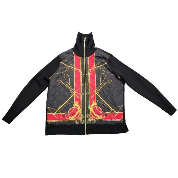 Womens Ralph Lauren Polo Equestrian Silk Wool Zip Up Sweater Women's Size 2X - Picture 1 of 14